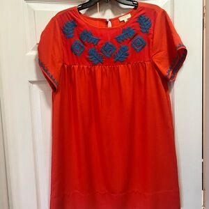 Embroidered Umgee orange and blue dress size m beautiful colors